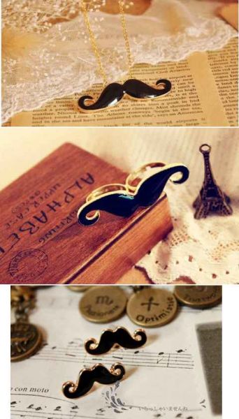 Conjunto Bigode Preto e Dourado